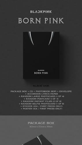 DREAMUS BLACKPINK BORN PINK 2nd Album BOX SET Version CD+Poster+Photobook+Accordion Lyrics Paper+Large Photocard+Postcard+Instant Film+Selfie Photocard+Tracking (BLACK Version) - Image 2