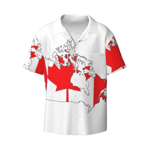 Chemise boutonnée homme avec poche imprimé carte Canada