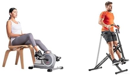 Sunny Health & Fitness Under Desk Mini Exercise Cycle Bike + Sunny Health & Fitness Row-N-Ride Plus Assisted Squat Machine – NO. 077PLUS