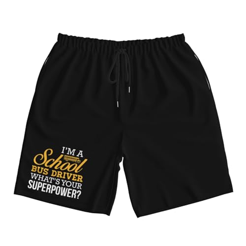I Am School Bus Driver Whats Your Superpower Men's Quick-Dry Board Shorts 7