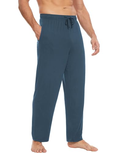 GYS Men's Bamboo Viscose Pajama Pants, Soft Sleep Lounge Pants Comfy Pj Bottoms with Pockets & Drawstring, Grayish Green, Large