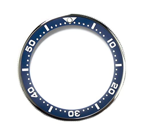 Gloss Silver Thorn Bezel Ceramic Insert for Seiko SKX007/9 SRPD Watch 120 Click Unidirectional (Gloss Silver Bezel+Ceramic Dark Blue&White Insert)