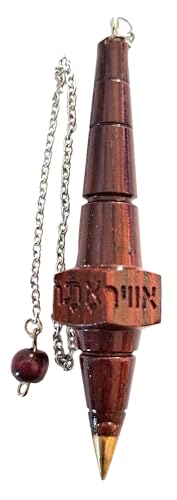 Péndulo de madera exótica con los 5 Elementos Grabados a Fuego | Medidas 100x20mm | peso 15 gramos, Con caja de madera labrada para su conservacion.