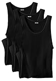 KingSize Men's Big & Tall Ribbed Cotton Tank Undershirt 3-Pack - 9XL, Black