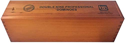 Bene Casa - Double Nine High Gloss Dominoes Set - Includes 55 Dominoes - Comes In A Natural Wooden Storage Box With Walnut Finish #TOP2