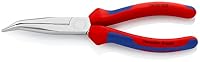 KNIPEX Flachrundzange mit Schneide (Storchschnabelzange) auf SB-Karte verchromt mit Comfort-Griffen 200 mm, 26 25 200 SB – Ansicht 1