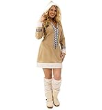 eskimo stulpen Material: 100% Polyester KarnevalsTeufel Damenkostüm Eskimo Kleid mit Kapuze und Stulpen Inuit (44)