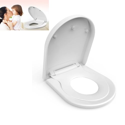 TERRIFI 2-in-1 Elongated Toilet Seat, Family Toilet Seat with Child Seat Built-in, Training Toilet Seat for Toddlers, Soft Close& Quick Release Function, for Adult and Child