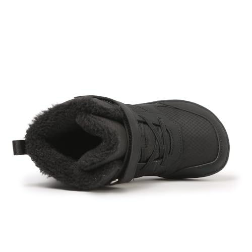 Children's winter snow boots for boys and girls, wide toe barefoot snow boots, children's high-top cotton shoes, sneakers (D2506-black, Toddler, 1, Digital, US Shoe System, Wide Leg Pants)2