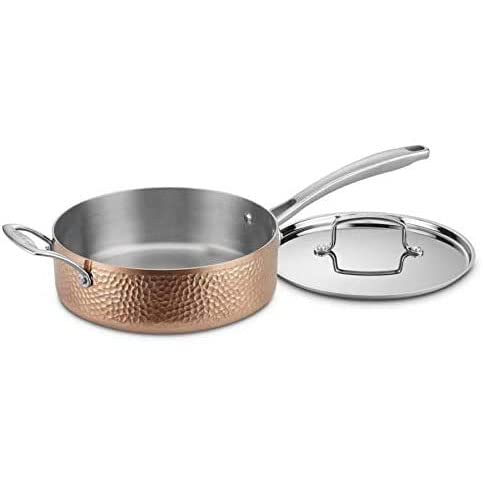 Cuisinart Hctp-9 Hammered Collection 9-Piece Cookware Set - Copper Bundle With Deco Chef 16 Piece Kitchen Knife Set With Wedge Handles, Shears, Block, And Cutting Board #TOP5