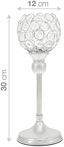 SA Products Crystal Candle Holders - Silver Living Room Decoration - Glass Ornaments for Home - Wedding Decor, Christmas Dinner Table Decorations - Housewarming, Birthday, Wedding Gifts - 33cm, 2-Pack