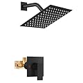 Airuida Shower Faucet Set Bathroom Rain Shower System SUS304 Stainless Steel Single Handle With Male Threads Rough-in Valve Shower Trim Kit 8 Inch Wall Mount Shower Head Matte Black