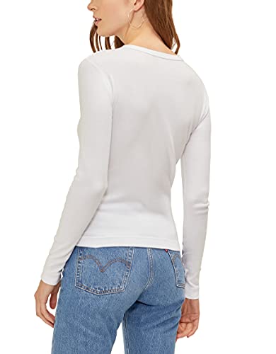 Three Dots Womens 100% Cotton Heritage Knit Long Sleeve Crewneck Fashion T Shirts, White, Medium Us #TOP2