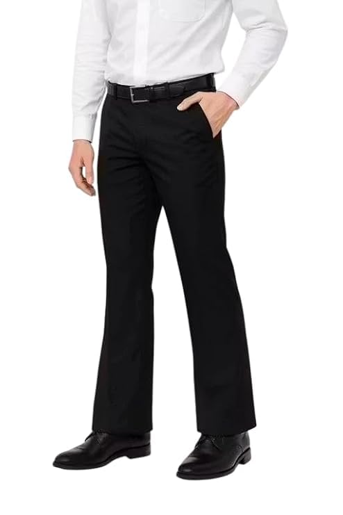 Stylish Men's Black Bell Bottom Pants, Flared Leg Trousers - Stre...