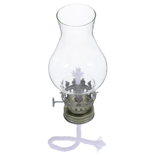SEWACC Kit de Pièces de Rechange pour Lampe à Pétrole Vintage 1 Pièce Comprenant Brûleur à Mèche en Métal Argenté Cheminée en Verre Robuste Variateur D’Éclairage – pour Maison Camping