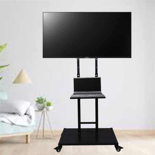 Image of D&V Engineering Metal Mobile TV Stand on Wheels | Height Adjustable TV Trolley | Rolling Cart for 32-55 Inch LED, LCD, Smart TVs | Portable Stand for Home, Office, School and College Use - Classic