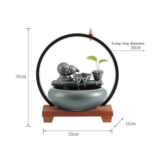 Adornos de agua corriente estilo chino y pecera pequeña con circulación 3