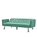 Melpomene Modern Convertible Folding Futon Sofa Bed ，Fabric Sleeper Sofa Couch for Compact Living Space, with Metal Legs + Plastic Middle Leg (Green)