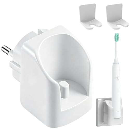 Cargador Cepillo Eléctrico Compatible con O-ral B/B-raun (Excepto IO7/8/9/10 y Pulsonic), Base Cargador Cepillo Electrico Sin Cable para Pared sin Cable, Enchufe Europeo, con 2 Soportes (Blanco)