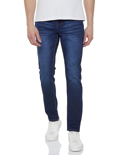 INKD Men's Lightweight & Stretchable Regular Fit Jeans (INKSS23MJN-011-Inkwell Indigo-32)