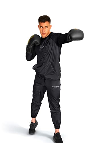 Fuxert Sauna Suit For Men Weight Loss Non Rip Sweat Suit Lightweight Waterproof Workout Suit For Boxing Gym Exercise (Bk L) #TOP1