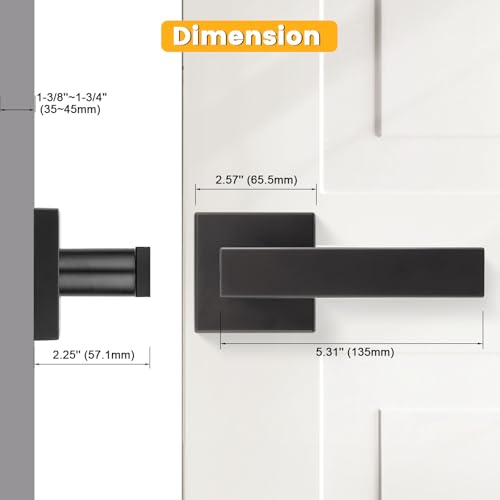 knobelite 8 Pack Passage Door Handle,Keyless Matte Black Interior Door Knob,Heavy Duty Door Lever Hardware for Hallway,Office,Reversible for Left & Right by knobelite - Used condition - Image 2