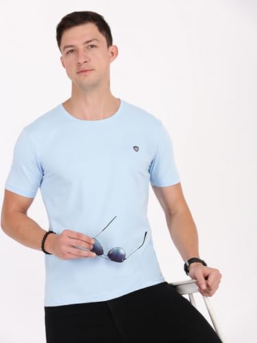 Image of Macroman M-Series Smartz Basics Half Sleeve Round Neck Stretch T-Shirt for Men, Cotton Blend (Pack of 1)
