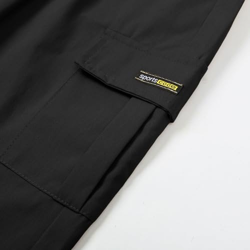 Boys Cargo Joggers with Multi Pockets Kids Solid Color Elastic Waist Cotton Baggy Casual Pants Fall Outfit4