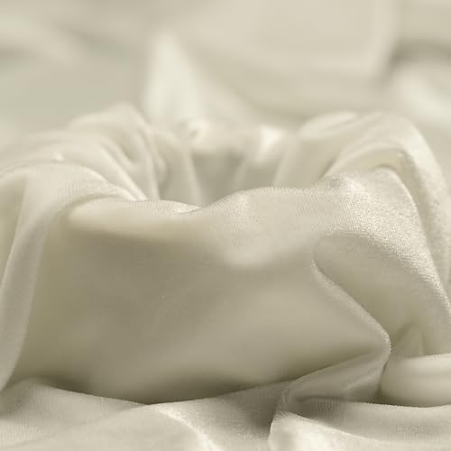 Ice Fabrics Stretch Velvet Fabric by The Yard - 60" Wide Soft Stretchy Fabric for Sewing Clothes, Apparel, Costume, Crafts - 90% Polyester 10% Spandex - Ivory - 1 Yard - 2