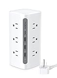 Power Strip Tower Surge Protector (1800J), oraimo 16 in 1 Power Tower with USB Ports & 5ft Extension Cord, Compact Charging Tower for Office Supplies, Dorm Room Essentials