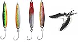 Meerforellen-Blinker Set Dega Jumper mit Einzelhaken oder Drilling je nach Wahl von Jenzi, 4 Stück, 25 Gramm 8cm Lars Hansen+ gratis Angelschere (Set # 6)