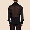 Carolilly Men's Long Sleeve Black Mesh Shirt See Through Button Down Tops Shirt for Party Club Danse Latin (Black, XXL) #4