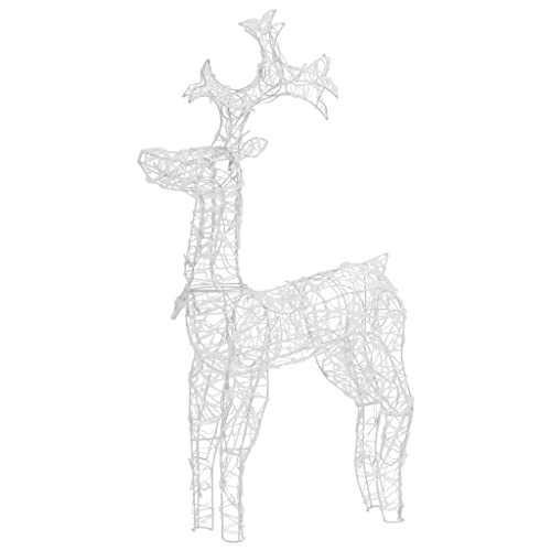 vidaXL Pre-lit Reindeer Christmas Decorations - Set of 3, Durable Acrylic, 90 Warm White LED Lights, Weather Resistant, Suitable for Indoor/Outdoor Use