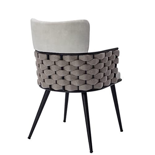 Bfz Mid-Century Modern Dining Chairs Set Of 6, Handmade Woven Kitchen Chairs, Upholstered Velvet Dining Chairs With Metal Legs For Kitchen, Dining Room, Living Room #TOP4