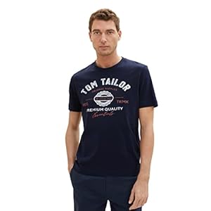 TOM TAILOR Herren T-Shirt mit Logo-Print aus Baumwolle