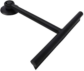 Self Adhesive Bathroom Mirror Glass Shower Squeegee Window Wiper with Sucker (Black, 1)