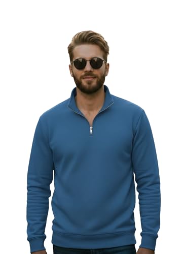 Image of Mack Jonney Men's Fleece Half-Zip High Neck Sweatshirt | Warm & Stylish Winter Wear -JM4380