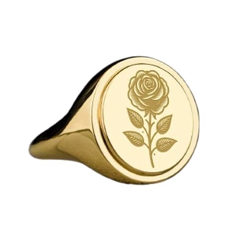 Bague argent 925 fleur de rose plaqué or, chevalière ovale tailles 5 à 12.5 US