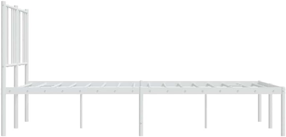 vidaXL 12 Inch Full Metal Bed Frame with Headboard, No Box Spring Needed, Noise Free Platform Bed Frame with Steel Slats, Easy Assembly, Under Bed Storage, Minimalist, White