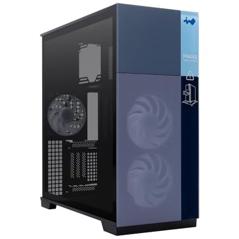 InWin F5 Black E-ATX Full Tower Computer Case with Tempered Glass, Mesh Panels, Customizable Front Bezels, and Offers ATX Back Connect Motherboard Support Cover