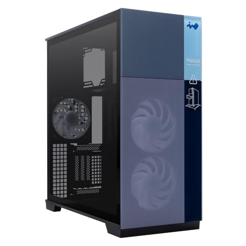 Image of InWin F5 Black E-ATX Full Tower Computer Case with Tempered Glass, Mesh Panels, Customizable Front Bezels, and Offers ATX Back Connect Motherboard Support