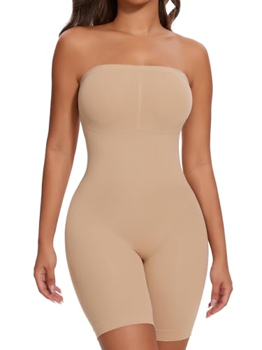 SHAPERIN Strapless Shapewear Bodysuit for Women Tummy Control Full Body Shaper with Removable Straps