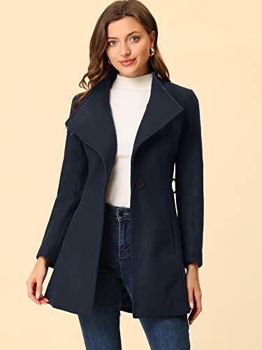 Image of Allegra K Women's Winter Elegant Stand Collar Overcoat Long Belted Pea Coat