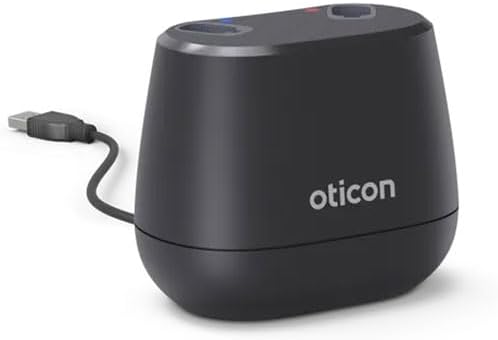 Oticon Intent Desktop Charger for miniRITE R (Intent 1,2,3,4) – Fast Charging Dock – Not for BTE or Other Oticon Aids – Elegant and Reliable Design