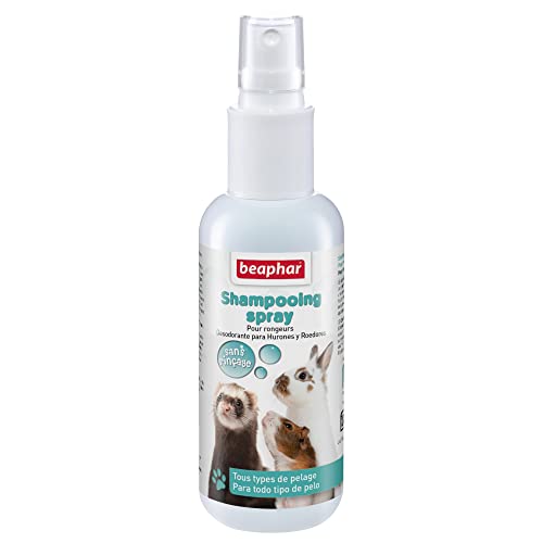 BEAPHAR – Shampoing spray bulles sans rinçage pour rongeur et furet – Solution pratique et rapide – Nettoie la fourrure et laisse un pelage frais – Sans eau, ni rinçage – 150 ml