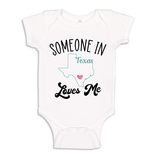 Someone in Texas Loves Me Long Distance Baby Gift State to State Bodysuit Infant One Piece 18 mo White
