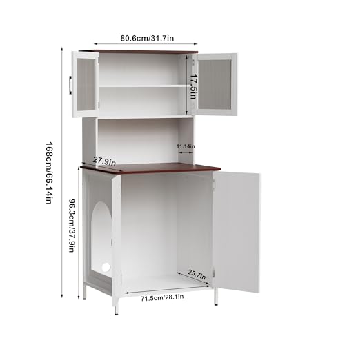 PAKASEPT Cat Litter Box Enclosure Furniture for Self-Cleaning Cat Litter Box with Shelves and Doors - Thumbnail 2
