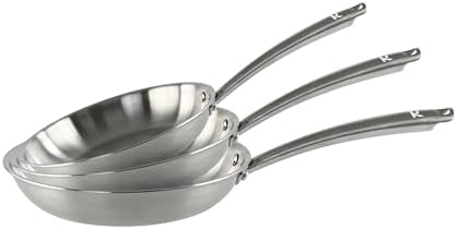 Kitchenaid Lot De 3 Poêles En Acier Inoxydable Premium – Revêtement Céramique Antiadhésif Sans PFAS, Compatibles Induction & Four Jusqu'à 220°C – 20 Cm, 24 Cm, 28 Cm – Argenté