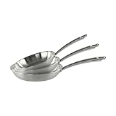 KAMBERG - Cofanetto 3 padelle Ø20 – 24 – 28 cm in acciaio inox 18/10 triply – senza PFAS – Tutti i piani cottura inclusi induzione e forno – 0008282, grigio