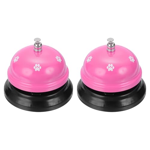 sourcing map 2Pcs Desk Service Call Bell, 2.95 Inch Metal Dinner Service Bell Ring for Hotel Restaurant Reception Area and Wedding Party Events, Pink